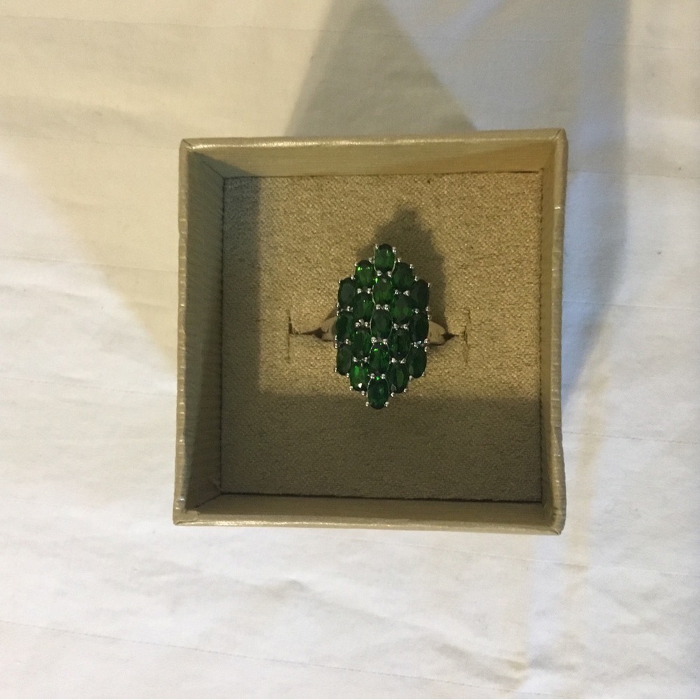 Chrome Diopside ring, silver